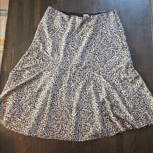 Chico's Black and Cream Leopard A-Line Skirt